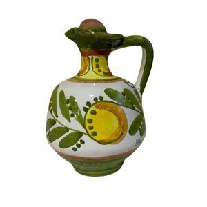 Liro Ceramic Oil Cruet Artisan Made Signed Sicilian Italy Art Pottery
